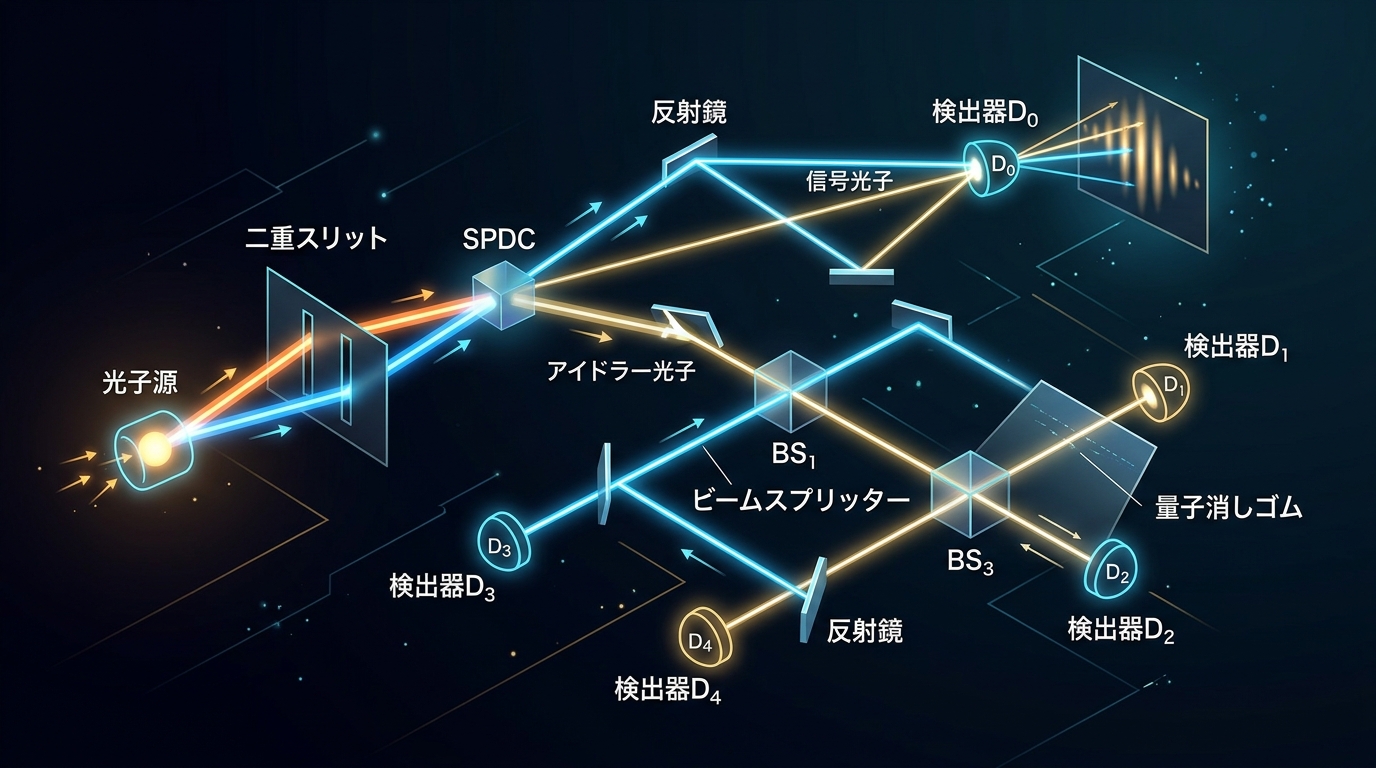 量子遅延選択実験の概念図